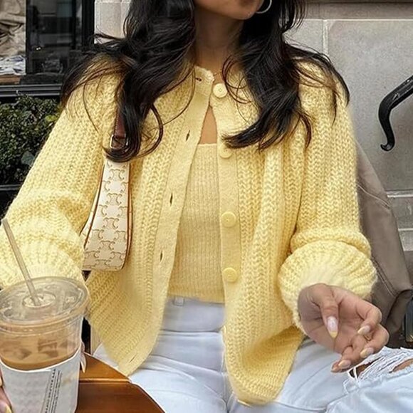 Women’s Crochet Cardigan Sweater Lightweight Knitted Open Front Jacket - Picture 7 of 7